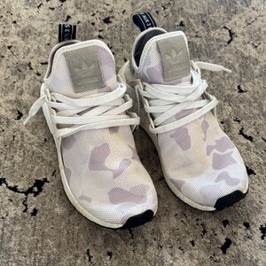 Adidas White and Light Gray Camouflage Sneakers